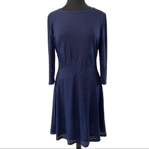 𝅺saks Fifth Avenue Navy Tonal Striped Dress Sz L